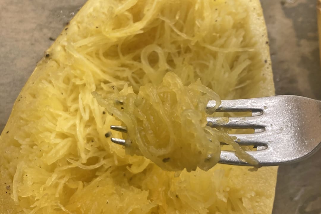 Gekochter Spaghettikürbis 